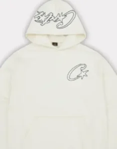 CORTEIZ SATIN C STAR APPLIQUÉ HOODIE OFF WHITE