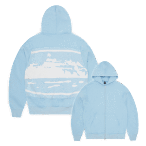 CORTEIZ HYBRID JACQUARD KNIT ALCATRAZ ZIP HOODIE BLEU BÉBÉ